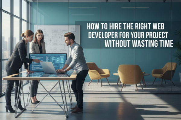 Client reviewing portfolio to hire the right web developer for a website project